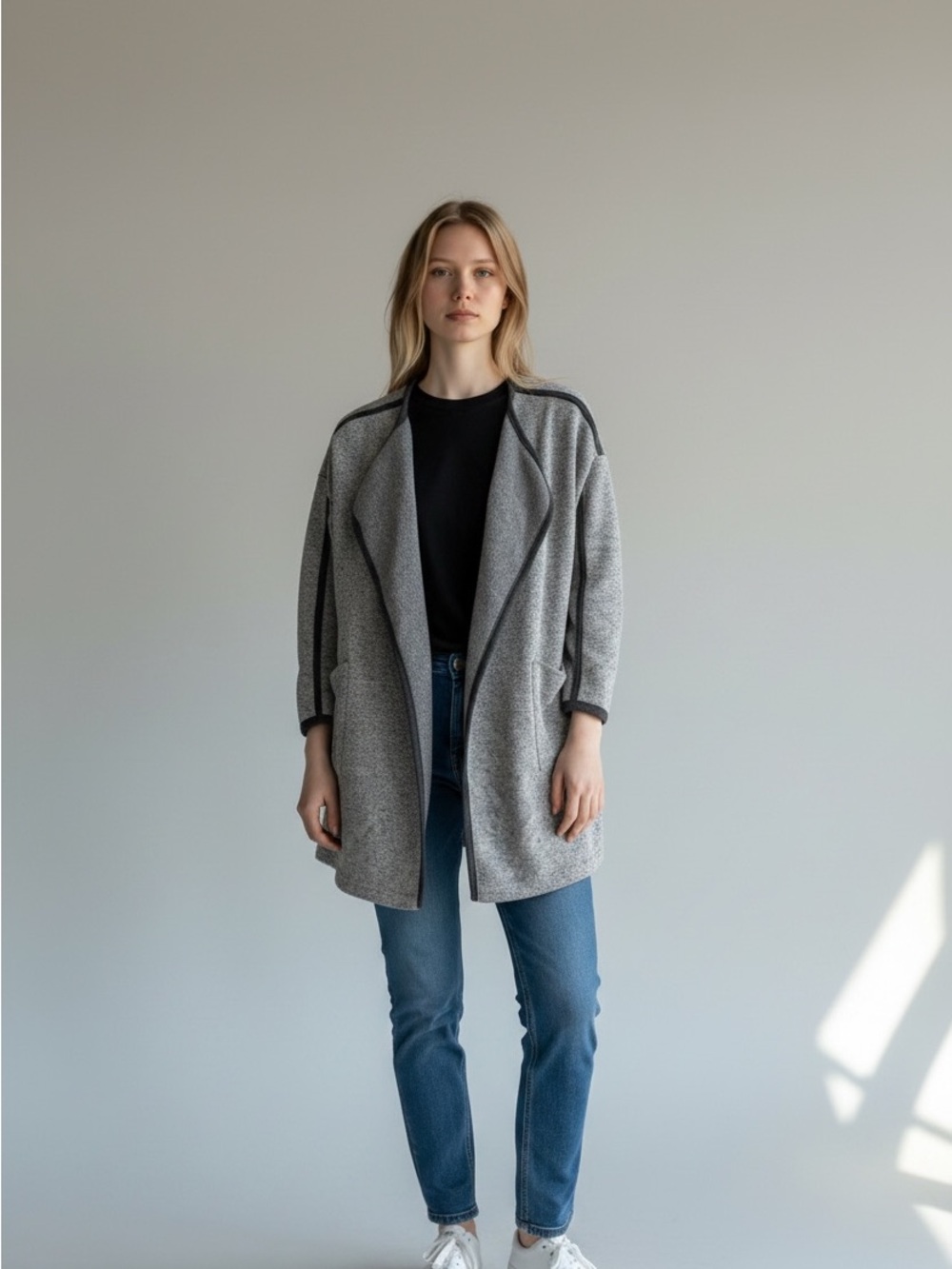 Banana Republic Grey Open-Front Knit Coatigan or Light Sweater